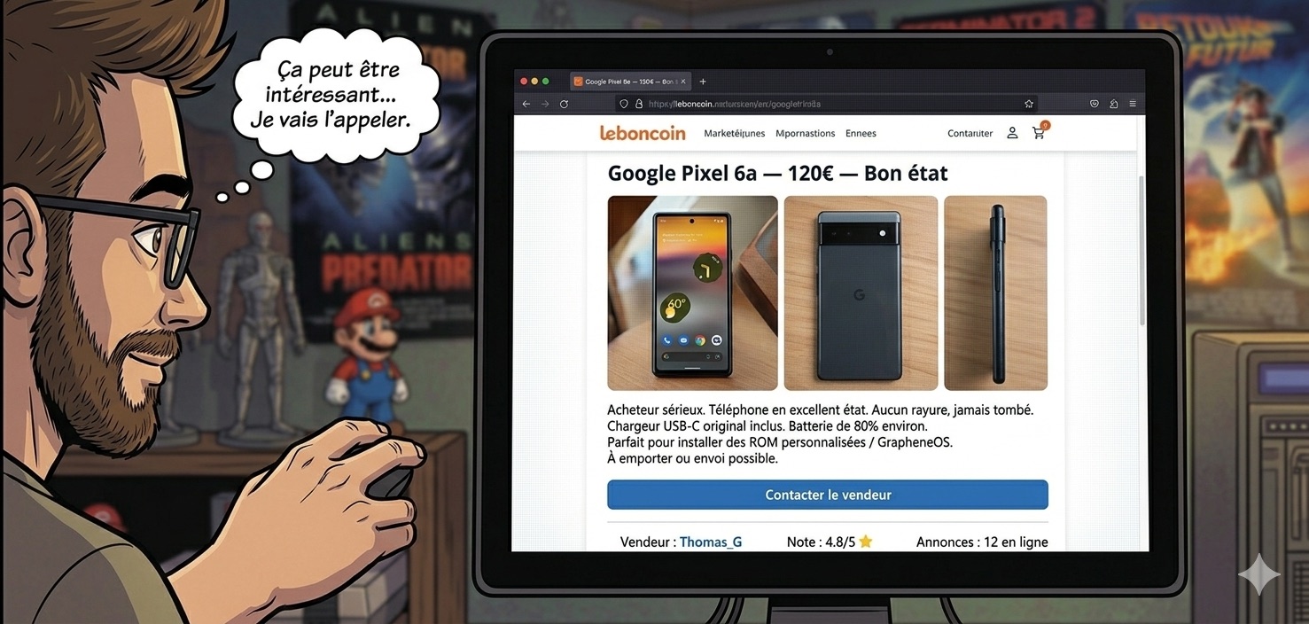 120€, bon état, chargeur inclus. Prêt pour GrapheneOS.